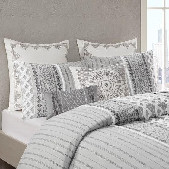 Grey Bea Embroided Pillow