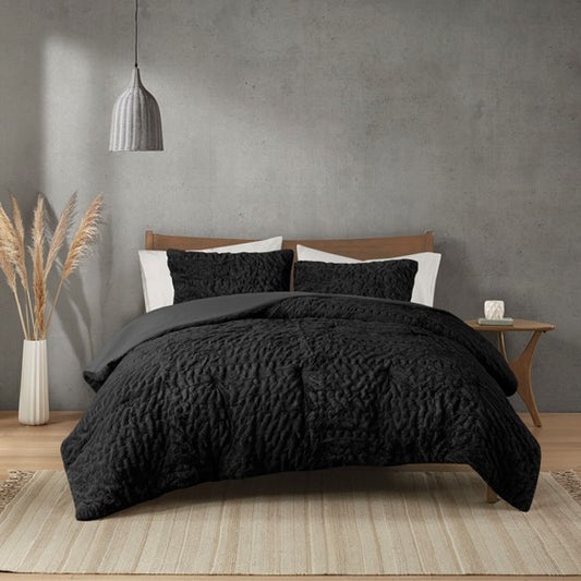 Blair Ruched Fur Down Alternative Comforter Set