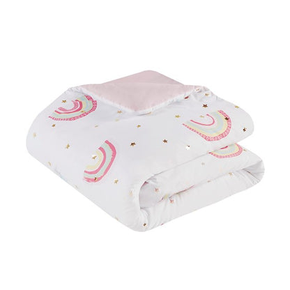 Alicia Rainbow and Metallic Stars Comforter Set with Bed Sheets