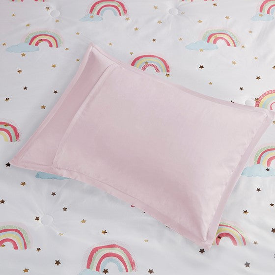 Alicia Rainbow and Metallic Stars Comforter Set with Bed Sheets