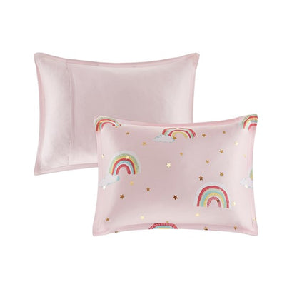 Alicia Rainbow and Metallic Stars Comforter Set with Bed Sheets