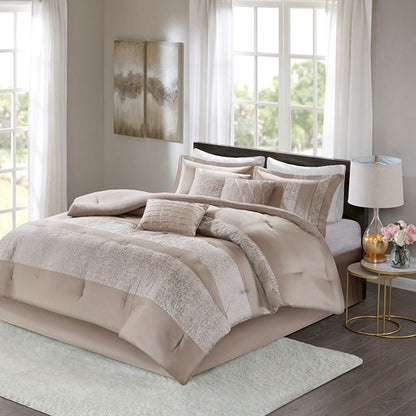 Ava 7 Piece Chenille Jacquard Comforter Set