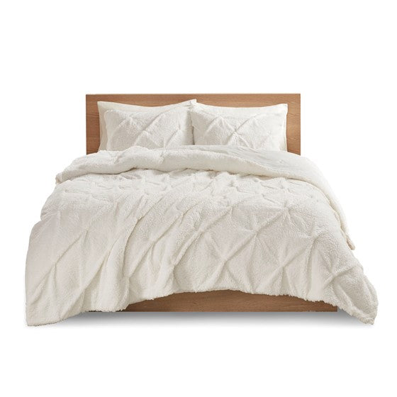 Addison Pintuck Sherpa Down Alternative Comforter Set