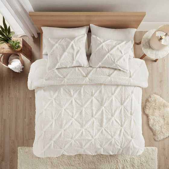 Addison Pintuck Sherpa Down Alternative Comforter Set