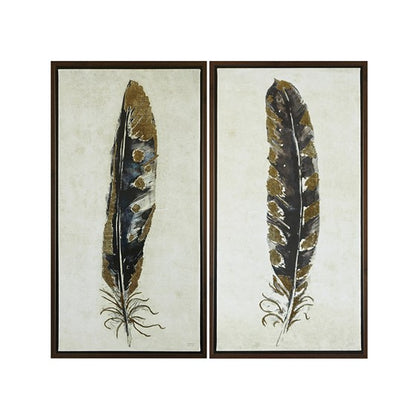 Gilded Feathers Printed Canvas Wall Art 2 Piece Set
