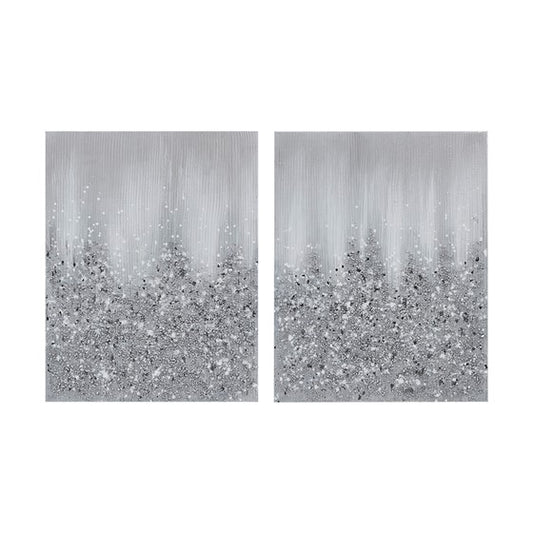 Glimmer 100% Hand Brushed Heavy Textured Wall Art 2 Piece Set