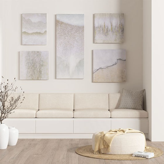 Natural Essence Abstract Hand Embellished 5 Piece Gallery Wall Set