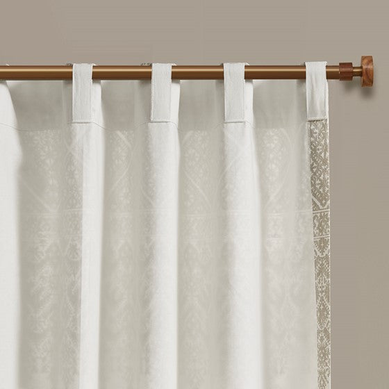 Mila Cotton Printed Window Panel with Chenille Detail and Lining