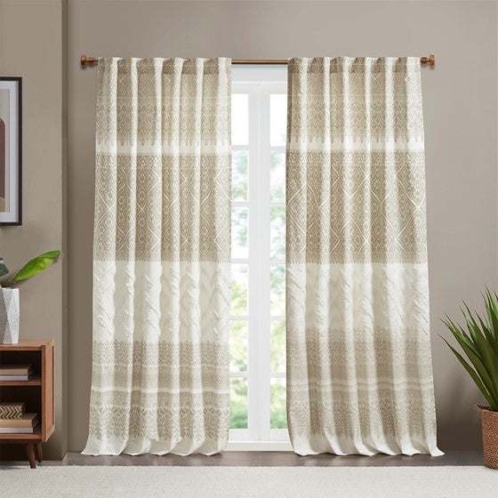 Mila Cotton Printed Window Panel with Chenille Detail and Lining