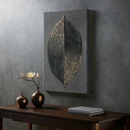 Charcoal Leaf Heavy Textured Canvas