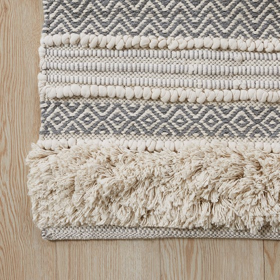 Asher Woven Texture Stripe Bath Rug