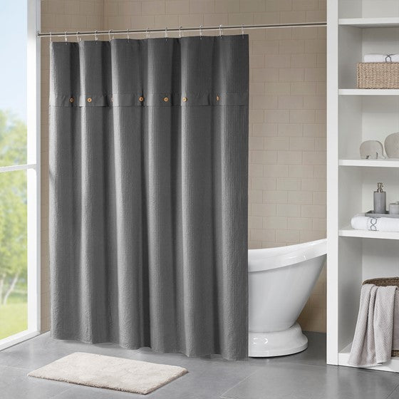 Finley 100% Cotton Waffle Weave Textured Shower Curtain