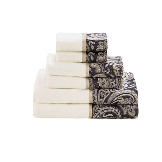 Aubrey 100% Cotton 6 Piece Jacquard Towel Set