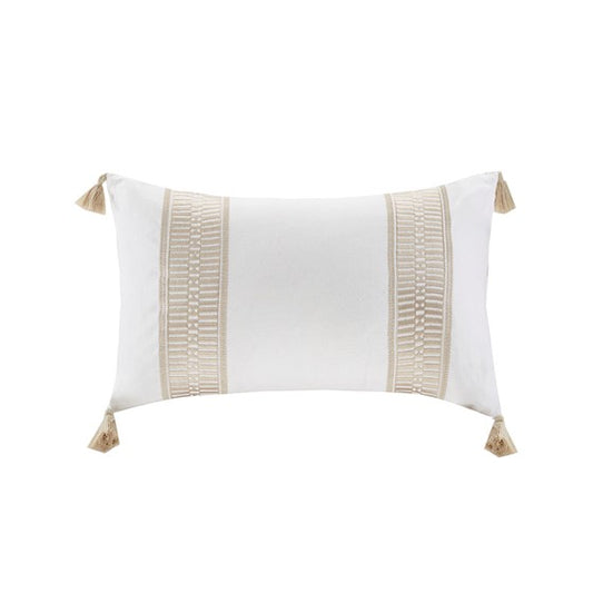 Anslee Embroidered Cotton Oblong Pillow