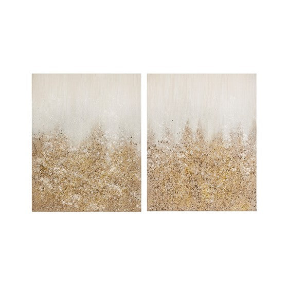 Glimmer 100% Hand Brushed Heavy Textured Wall Art 2 Piece Set