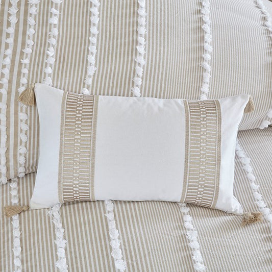 Anslee Embroidered Cotton Oblong Pillow