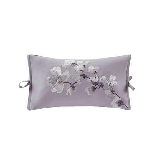 Sakura Blossom Embroidered Cotton Oblong Pillow