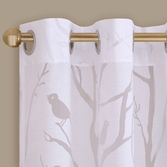 Averil Grommet Top Sheer Bird on Branches Burnout Window Curtain