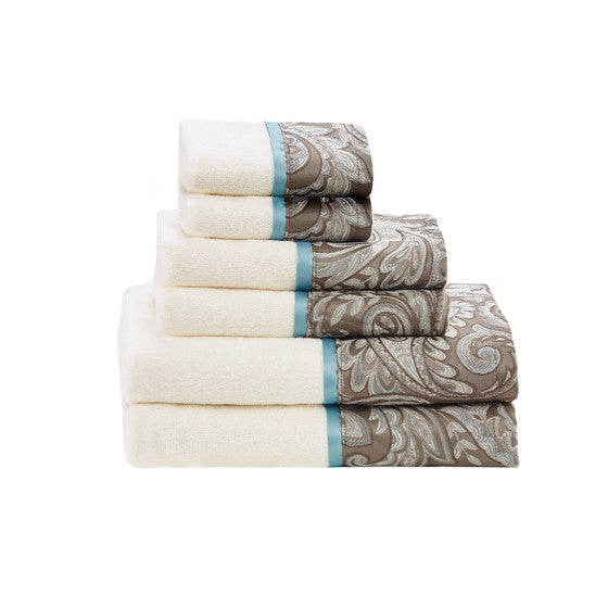 Aubrey 100% Cotton 6 Piece Jacquard Towel Set