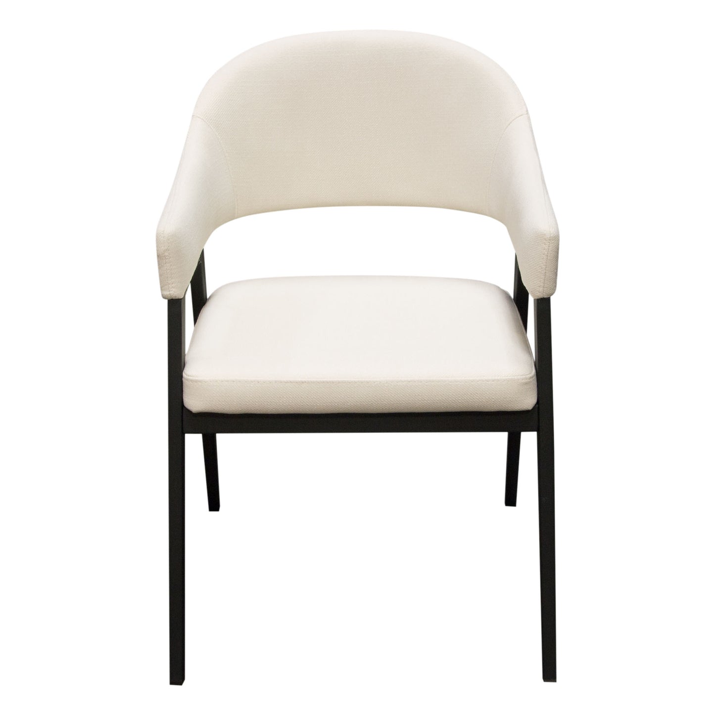 Adele Set of Two Dining/Accent Chairs in Cream Fabric w/ Black Powder Coated Metal Frame