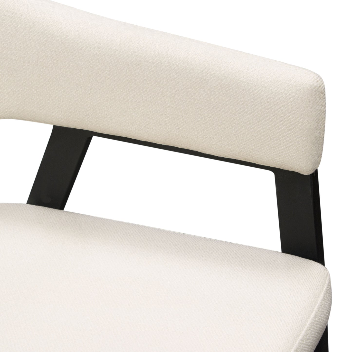 Adele Set of Two Dining/Accent Chairs in Cream Fabric w/ Black Powder Coated Metal Frame