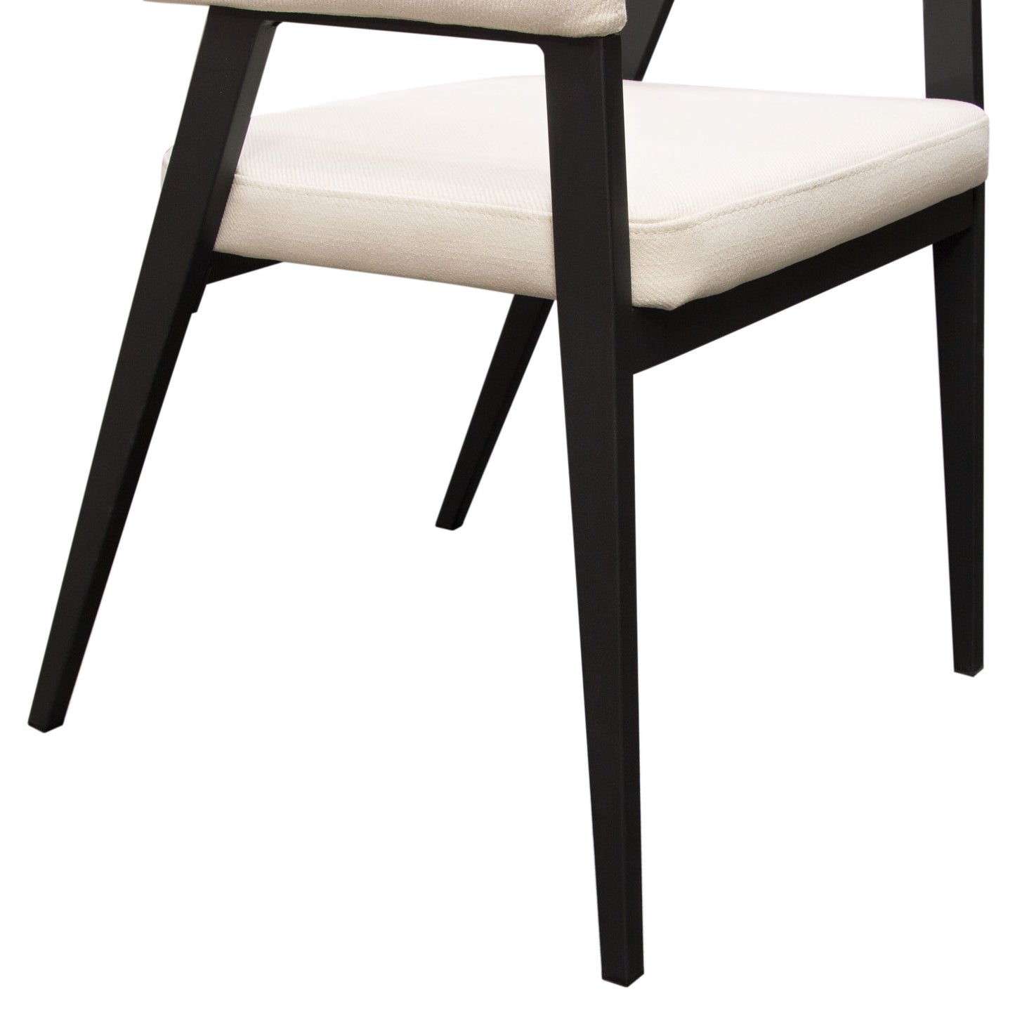 Adele Set of Two Dining/Accent Chairs in Cream Fabric w/ Black Powder Coated Metal Frame