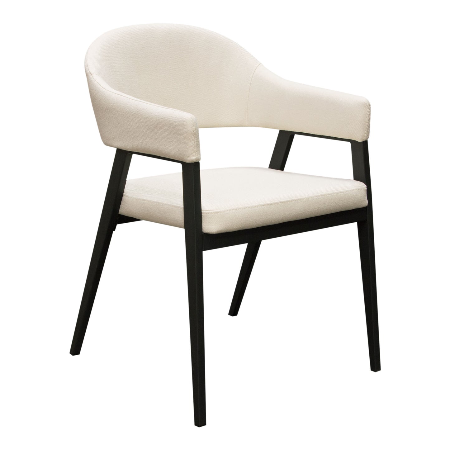 Adele Set of Two Dining/Accent Chairs in Cream Fabric w/ Black Powder Coated Metal Frame