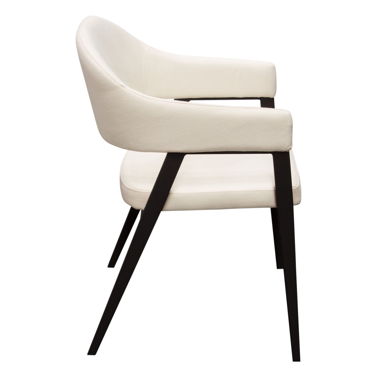 Adele Set of Two Dining/Accent Chairs in Cream Fabric w/ Black Powder Coated Metal Frame