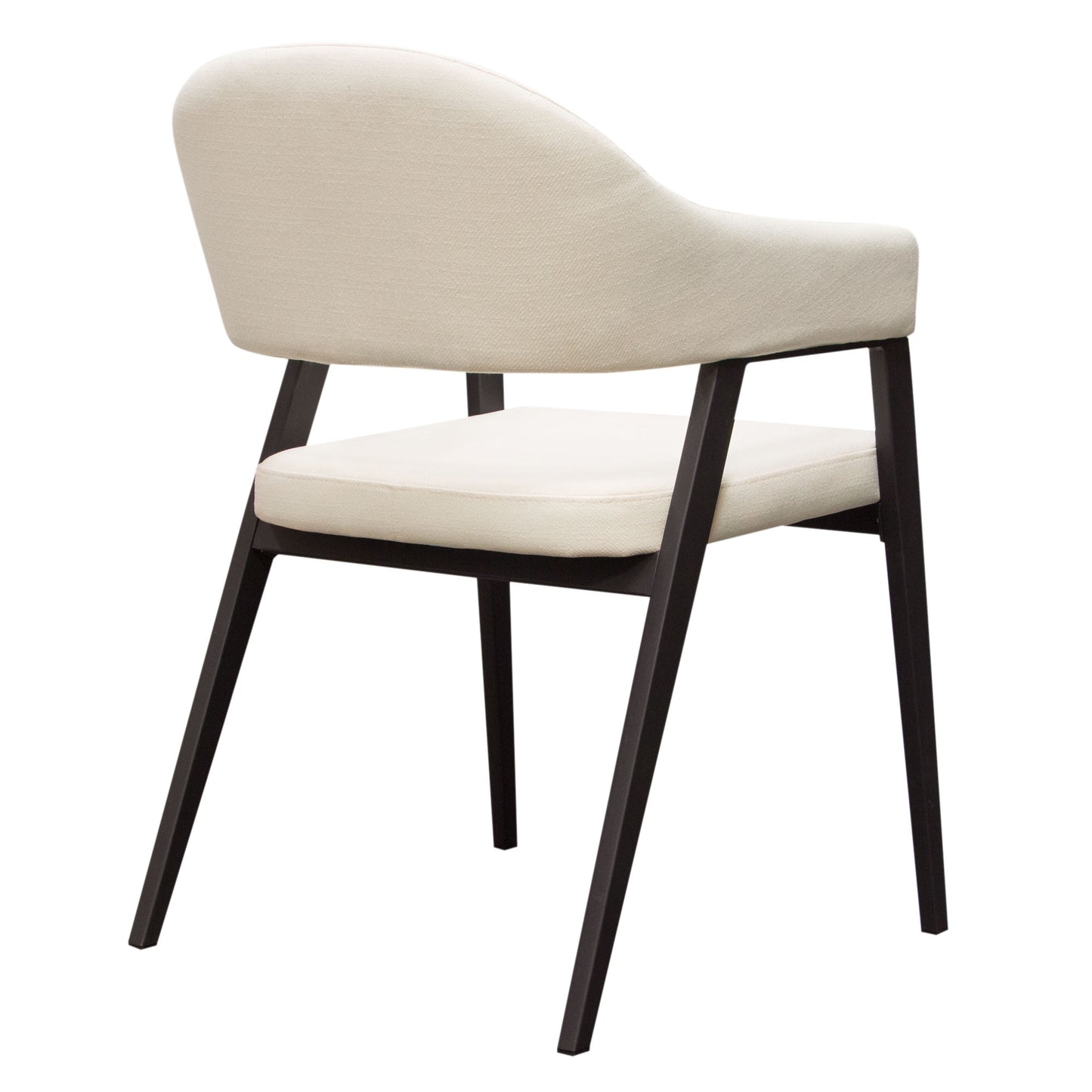 Adele Set of Two Dining/Accent Chairs in Cream Fabric w/ Black Powder Coated Metal Frame