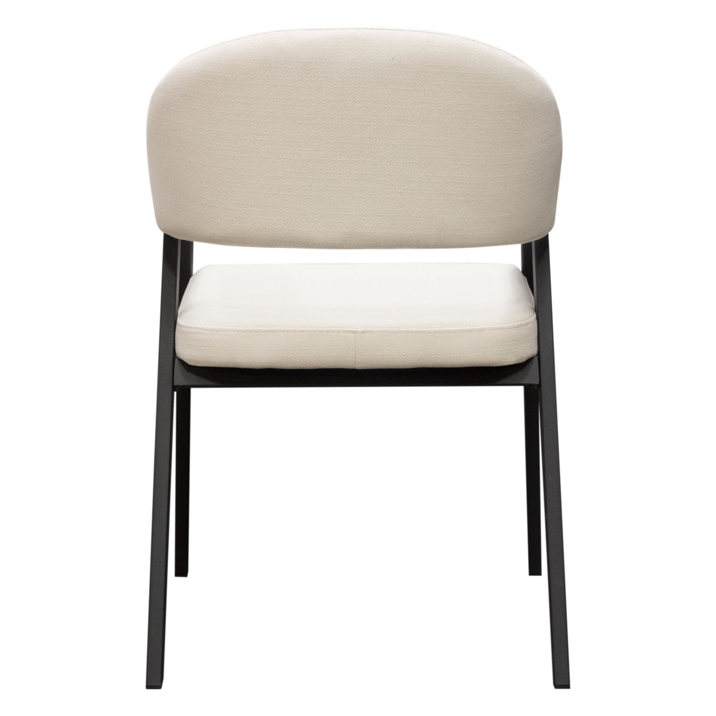 Adele Set of Two Dining/Accent Chairs in Cream Fabric w/ Black Powder Coated Metal Frame