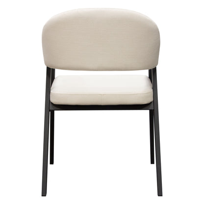 Adele Set of Two Dining/Accent Chairs in Cream Fabric w/ Black Powder Coated Metal Frame