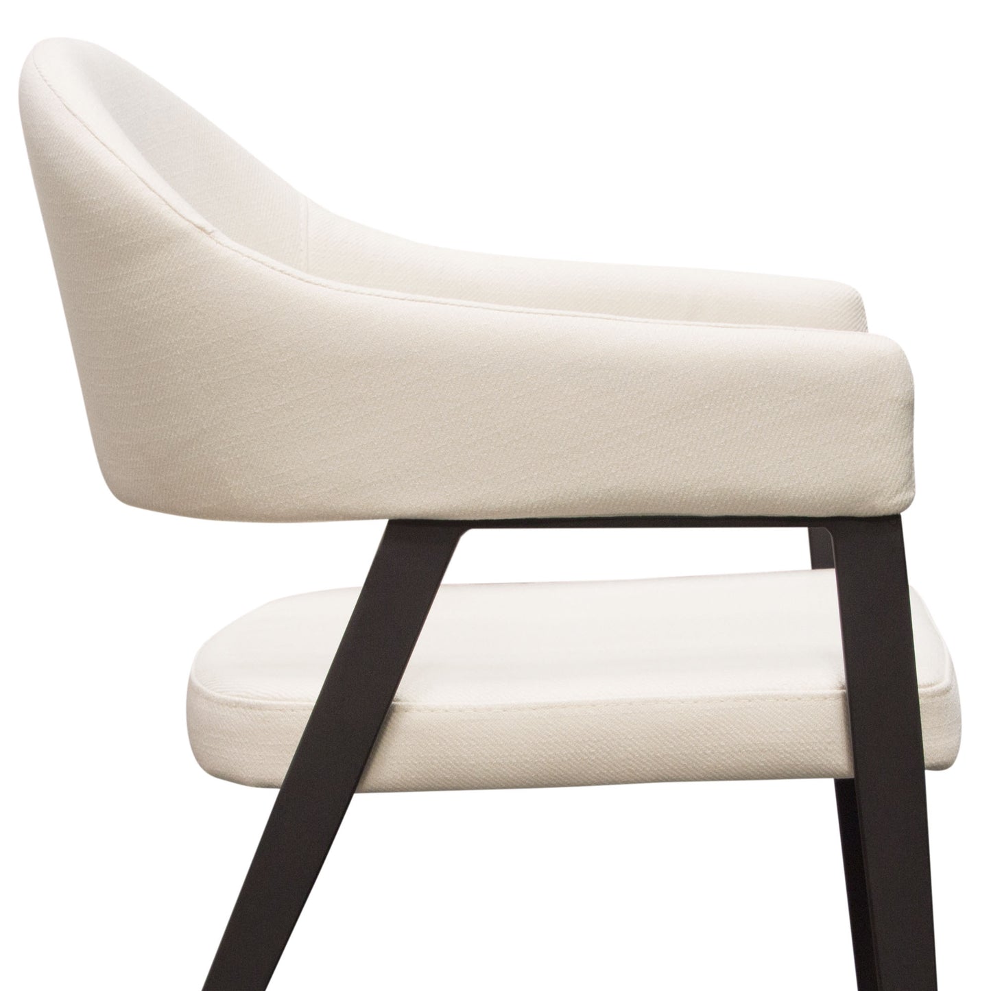 Adele Set of Two Dining/Accent Chairs in Cream Fabric w/ Black Powder Coated Metal Frame