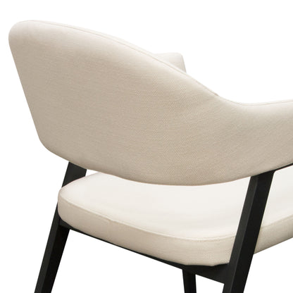 Adele Set of Two Dining/Accent Chairs in Cream Fabric w/ Black Powder Coated Metal Frame