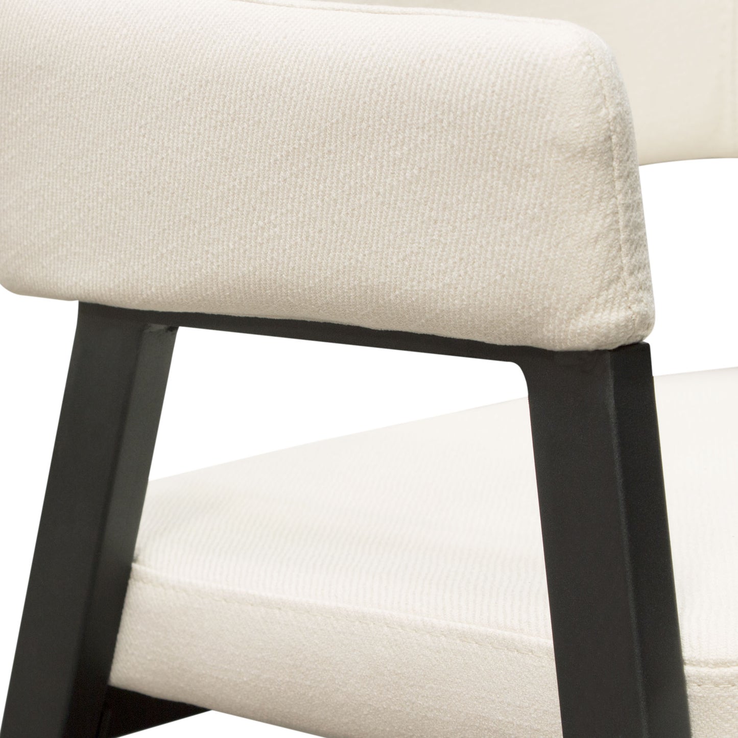 Adele Set of Two Dining/Accent Chairs in Cream Fabric w/ Black Powder Coated Metal Frame