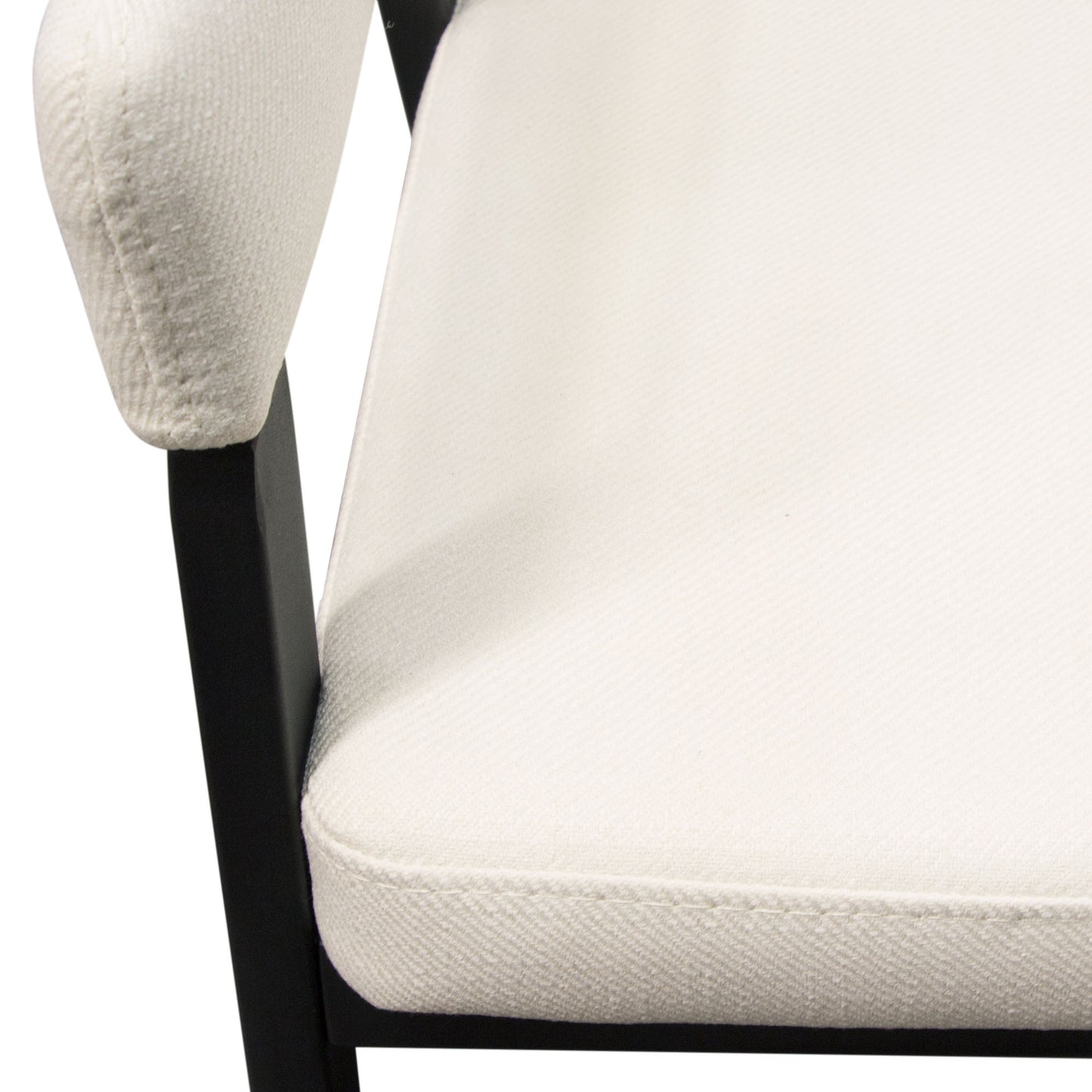 Adele Set of Two Dining/Accent Chairs in Cream Fabric w/ Black Powder Coated Metal Frame