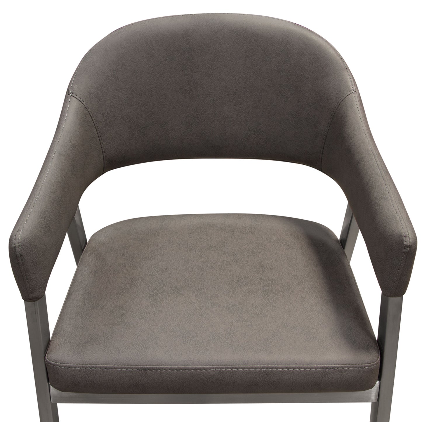 Adele Set of Two Dining/Accent Chairs in Grey Leatherette w/ Brushed Stainless Steel Leg