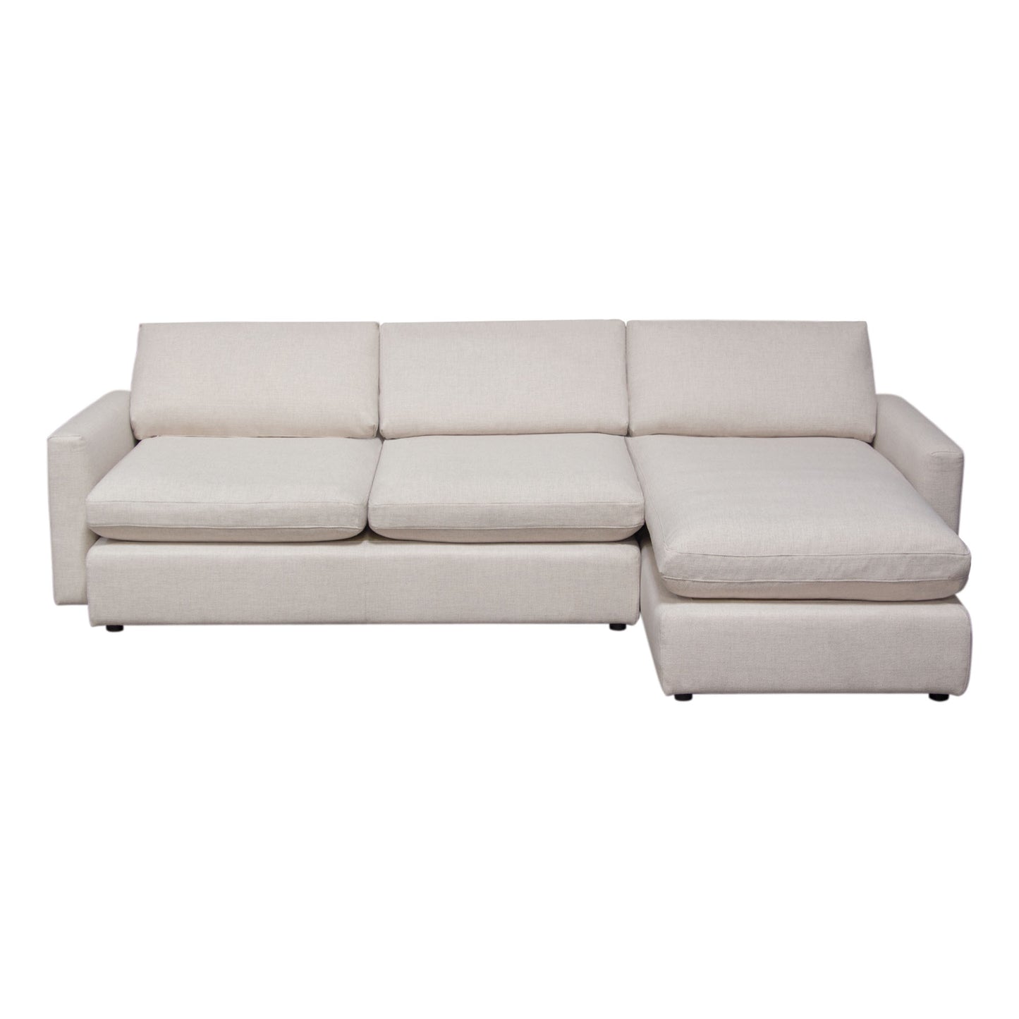 Arcadia 2PC Reversible Chaise Sectional w/ Feather Down Seating in Cream Fabric