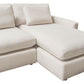 Arcadia 2PC Reversible Chaise Sectional w/ Feather Down Seating in Cream Fabric