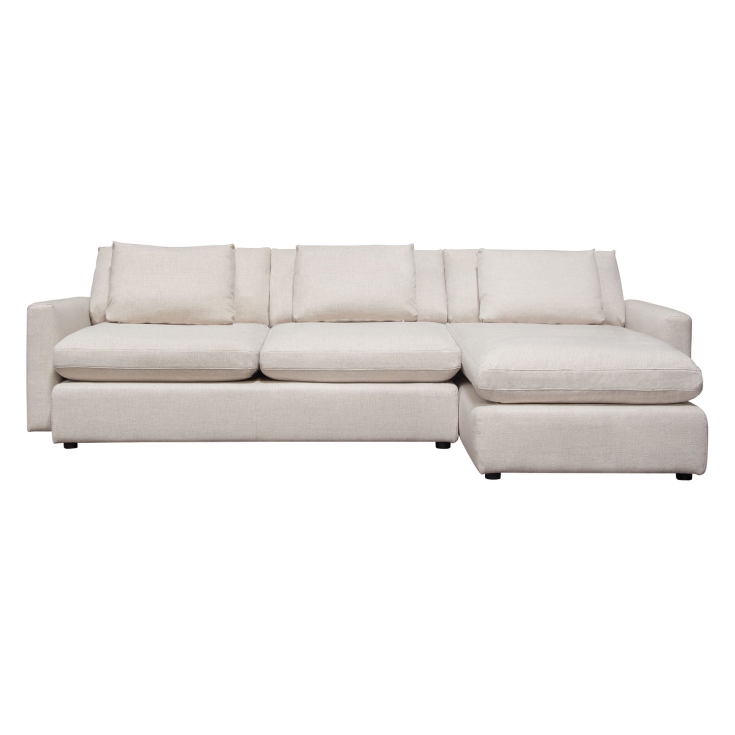 Arcadia 2PC Reversible Chaise Sectional w/ Feather Down Seating in Cream Fabric