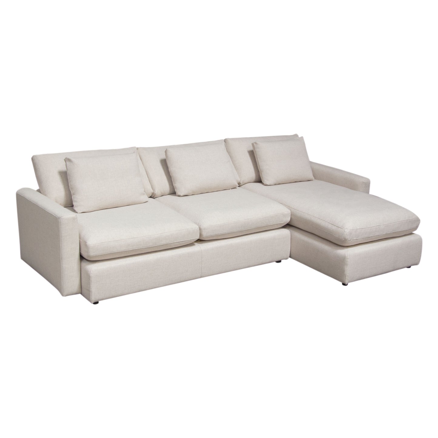 Arcadia 2PC Reversible Chaise Sectional w/ Feather Down Seating in Cream Fabric