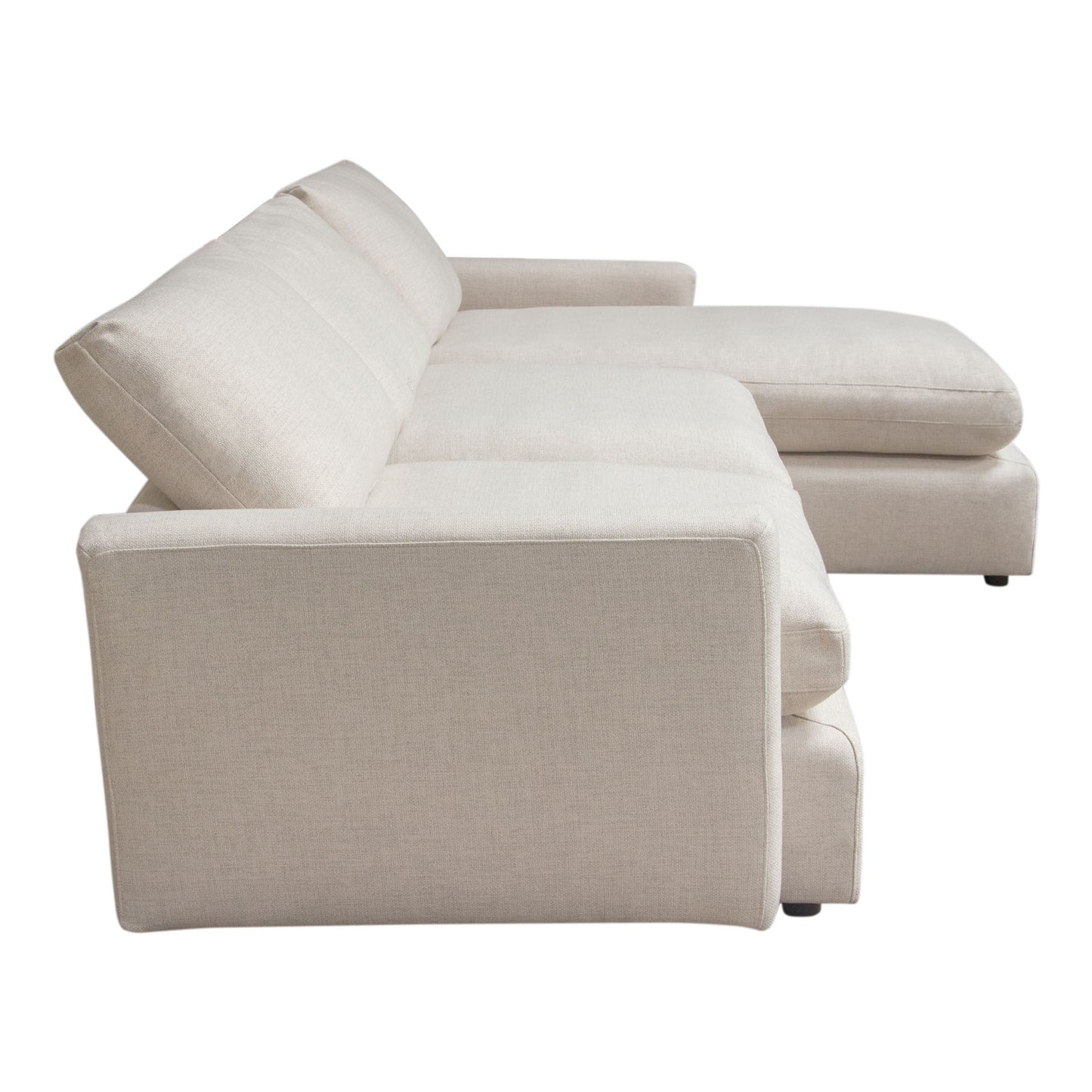 Arcadia 2PC Reversible Chaise Sectional w/ Feather Down Seating in Cream Fabric