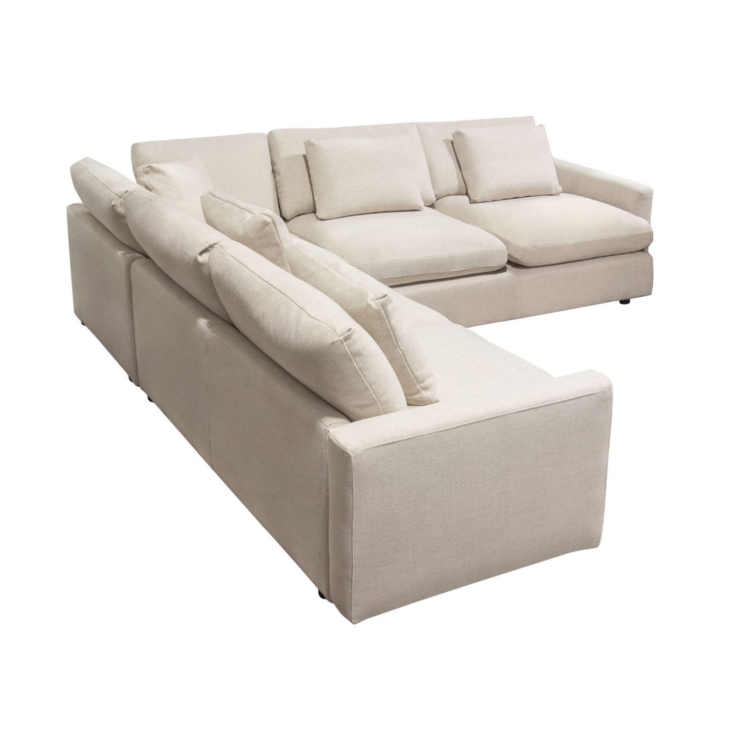 Arcadia 3PC Corner Sectional w/ Feather Down Seating in Cream Fabric