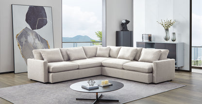 Arcadia 3PC Corner Sectional w/ Feather Down Seating in Cream Fabric