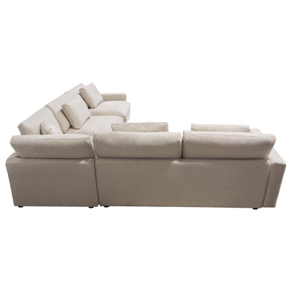 Arcadia 3PC Corner Sectional w/ Feather Down Seating in Cream Fabric