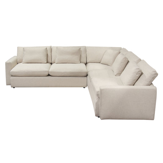 Arcadia 3PC Corner Sectional w/ Feather Down Seating in Cream Fabric