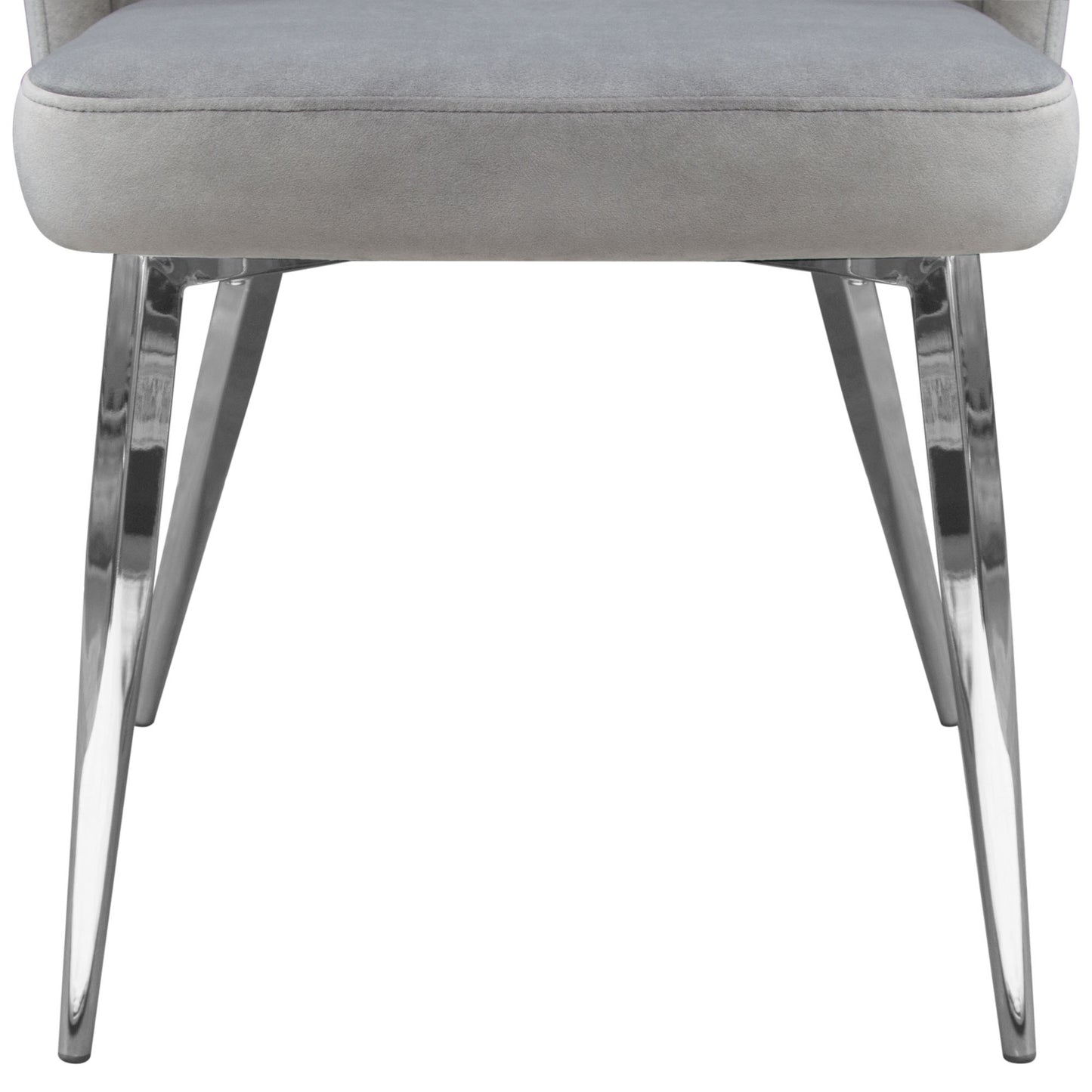 Grace Set of Two Dining Chairs in Grey Velvet w/ Chrome Legs
