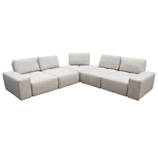 Jazz Modular 5-Seater Corner Sectional with Adjustable Backrests in Light Brown Fabric