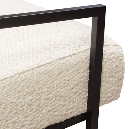 Luxe Accent Chair in Bone Boucle Textured Fabric with Black Powder Coat Frame