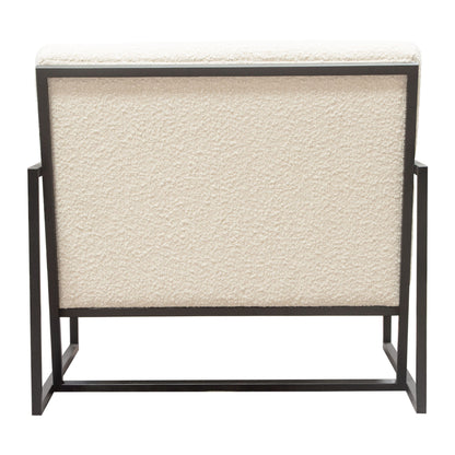 Luxe Accent Chair in Bone Boucle Textured Fabric with Black Powder Coat Frame