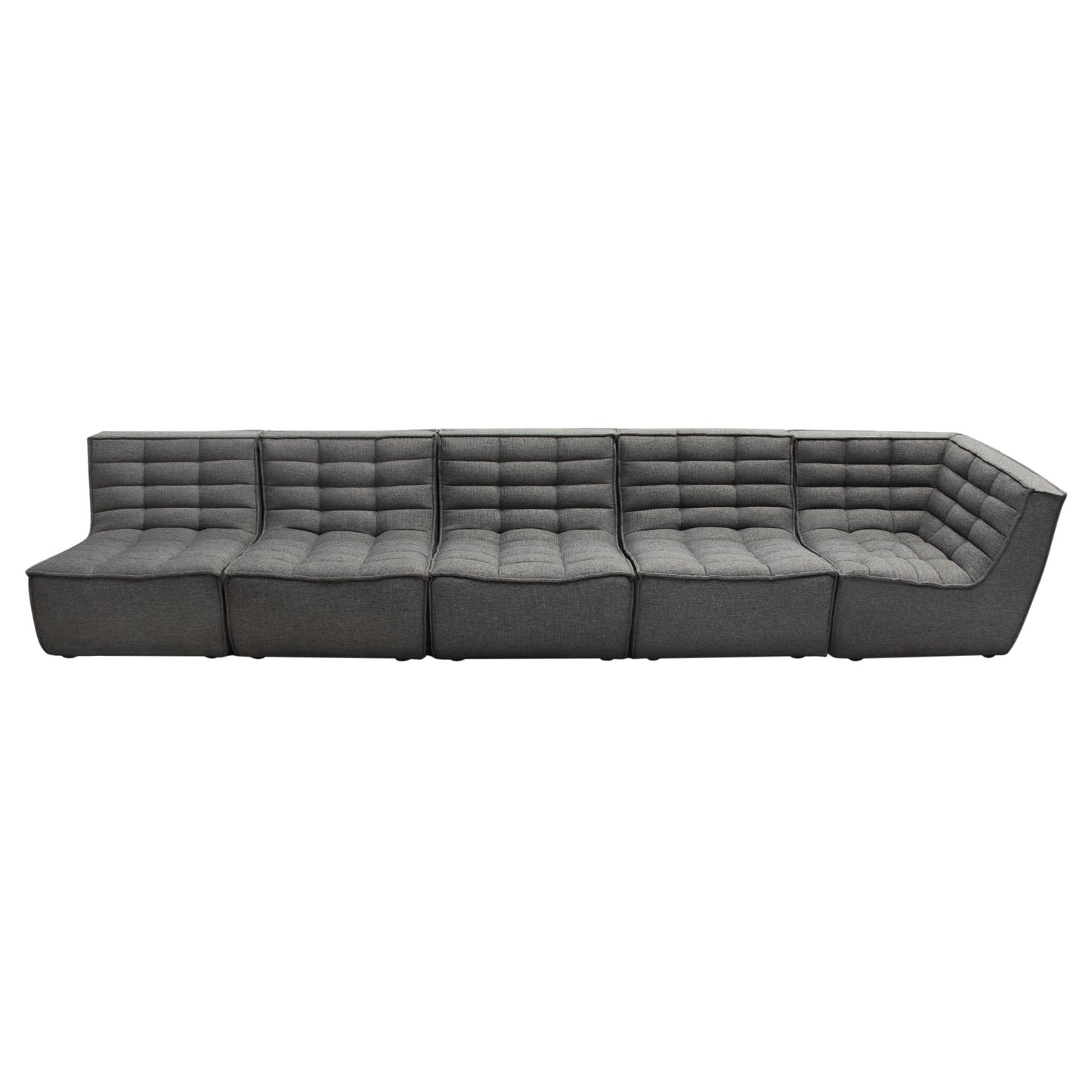 Marshall 5PC Corner Modular Sectional w/ Scooped Seat in Grey Fabric